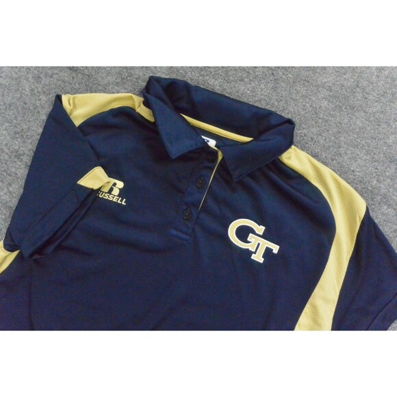 Georgia Tech Yellow Jackets Shirt Mens Med Blue Polo Russell‎ Dri-Power - Picture 1 of 10
